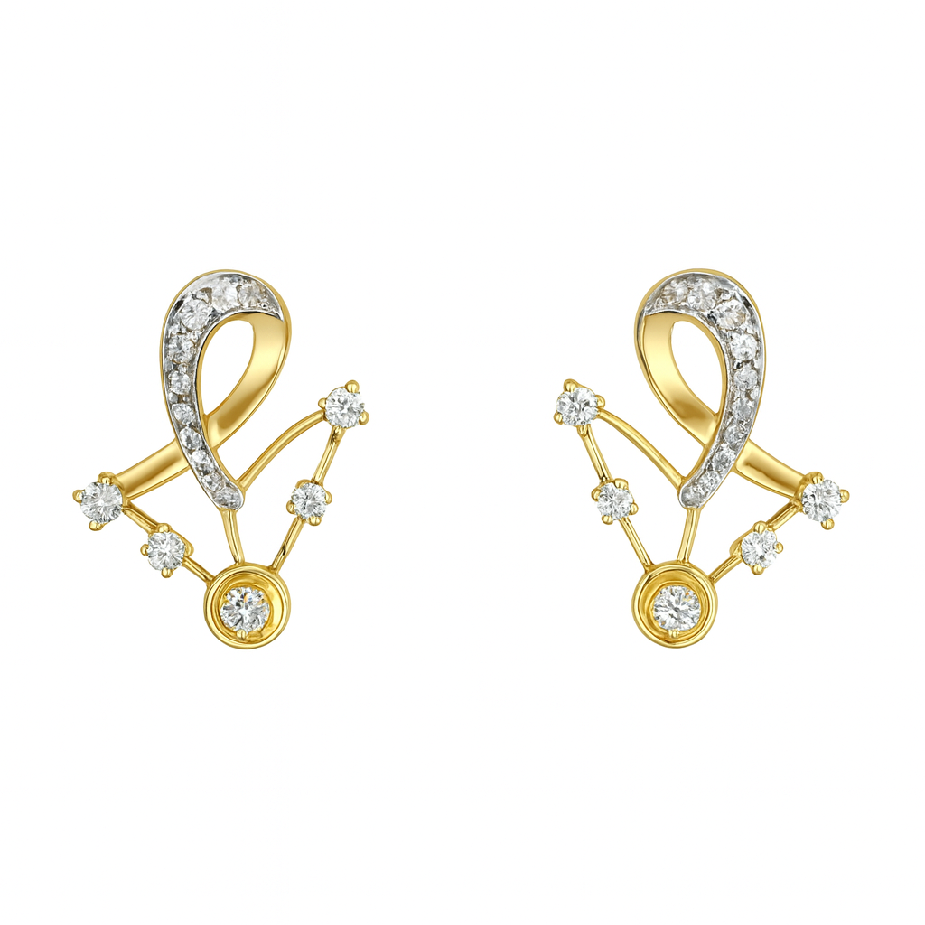 Beautiful 18 Kt Gold  Natural Diamond Earing